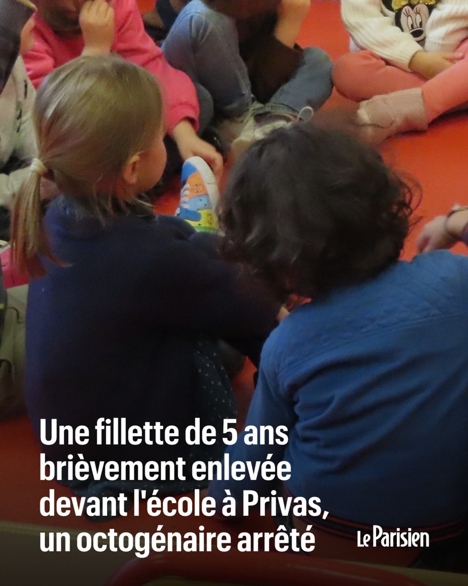 le_Parisien's tweet photo. Une fillette de cinq ans a été brièvement enlevée devant une école lundi à Privas, en Ardèche, par un octogénaire qui a été interpellé peu après.

L’enfant est montée dans le véhicule du suspect, qui a été identifié grâce notamment à la vidéosurveillance ➡️ https://t.co/o9irl3nYfe