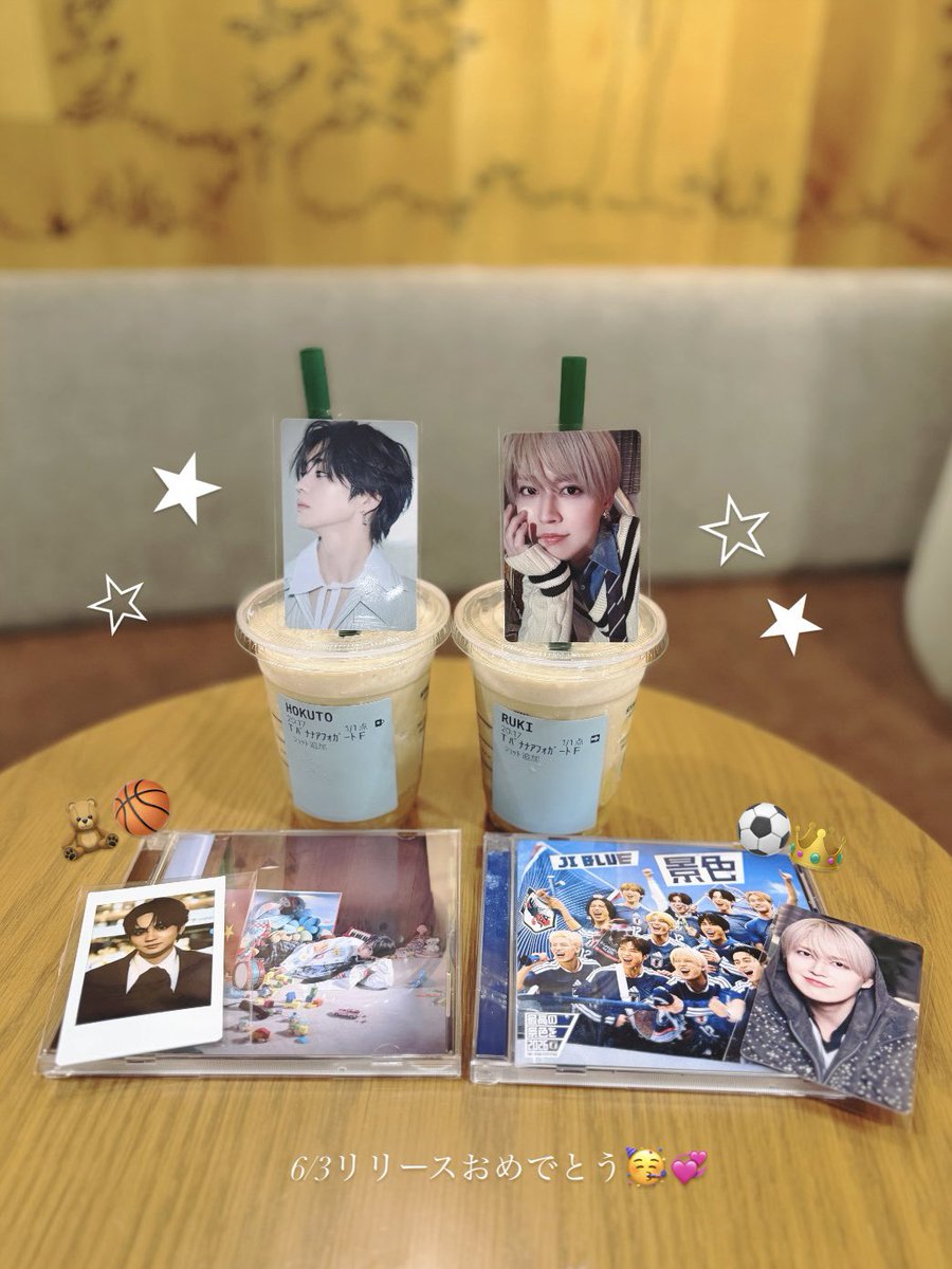 3starlight6's tweet photo. ほくるき合同お祝い｡ˆ⸝⸝. ݂ .⸝⸝ˆ𓈒ׁ⭐️💫
1stAlbum 【JUKE BOX】発売おめでとう🥳💞

#HOKUTO 🧸💛 #JIBLUE ⚽️🤍#JUKEBOX #景色 @HOKUTOBOO36 https://t.co/DPmcGGHSRz