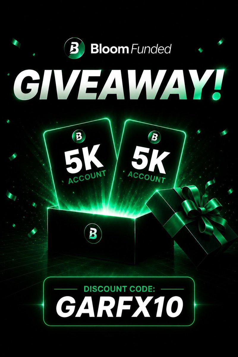 GarzaliH51580's tweet photo. 🎉 GIVEAWAY ALERT – 2X $5K FUNDED ACCOUNT 🎉

📌 How to enter:
1. Follow @GarzaliH51580 and @bloomfunded
2. Like & Retweet this post
3. Tag 4 traders
4. Join our community 
https://t.co/wtcFvCbq5W

Share a proof in comment section 

🔥 BONUS (IMPORTANT):
Sign up using my official link and apply code GARFX10
https://t.co/achRw6PFlU

(This increases your chances of winning)

⏳ Duration: 3 Days Only
Winners will be announced publicly.

⚠️ Note:
Use the official link + code to qualify properly.
Don’t miss it.
#Forex #Trading #Giveaway #PropFirm