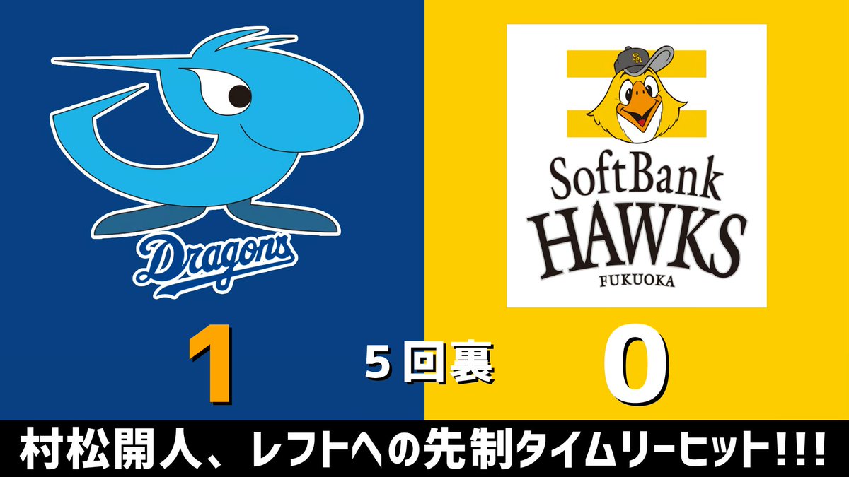 gnomotoke's tweet photo. セ・パ交流戦 中日vs.ソフトバンク 2026.06.03
5回裏 村松開人、レフトへの先制タイムリーヒット！！！

中日ドラゴンズ、1点リードです #dragons #中日ドラゴンズ

【全打席結果はこちらから】
⇒ https://t.co/NMORvnpuz1 https://t.co/3FrzpkQdVl