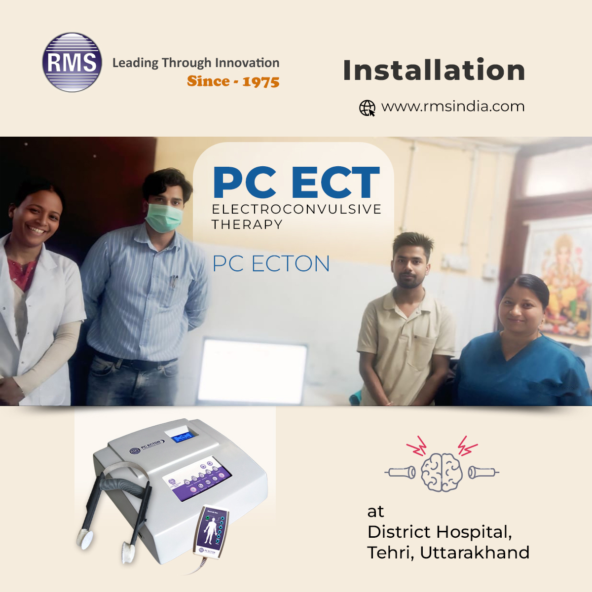 INDIA_RMS's tweet photo. We are #proud to share the #successful #installation of #RMS PC #ECTON #Electroconvulsive #Therapy (#ECT) System at #District #Hospital, #Tehri, #Uttarakhand.
#stress #anxiety #MentalHealthcare #MentalHealthAwareness #Psychiatry #PsychiatricCare #NeuroCare #BehavioralHealth #RMS https://t.co/3E186gMHLd