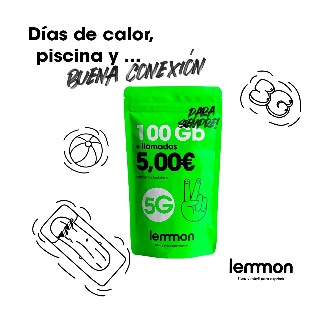 lemmon_es's tweet photo. Disfruta de un día de piscina y una buena conexión con las tarifas de lemmon.
📣 100 Gb + llamadas por 5€ al mes para siempre 🥒. Contrata en el 1525 o en nuestra web👉 https://t.co/NUWn3Uv1Pf
#lemmon #movil #tarifas #gigas #ahorro https://t.co/JeCH5Z7s93