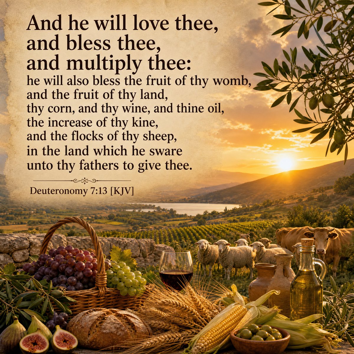 great0727's tweet photo. And he will love thee, and bless thee, and multiply thee: he will also bless the fruit of thy womb, and the fruit of thy land, thy corn, and thy wine, and thine oil, the increase of thy kine, and the flocks of thy sheep, in the land which he sware unto thy fathers to give https://t.co/5VcZmSjPj6