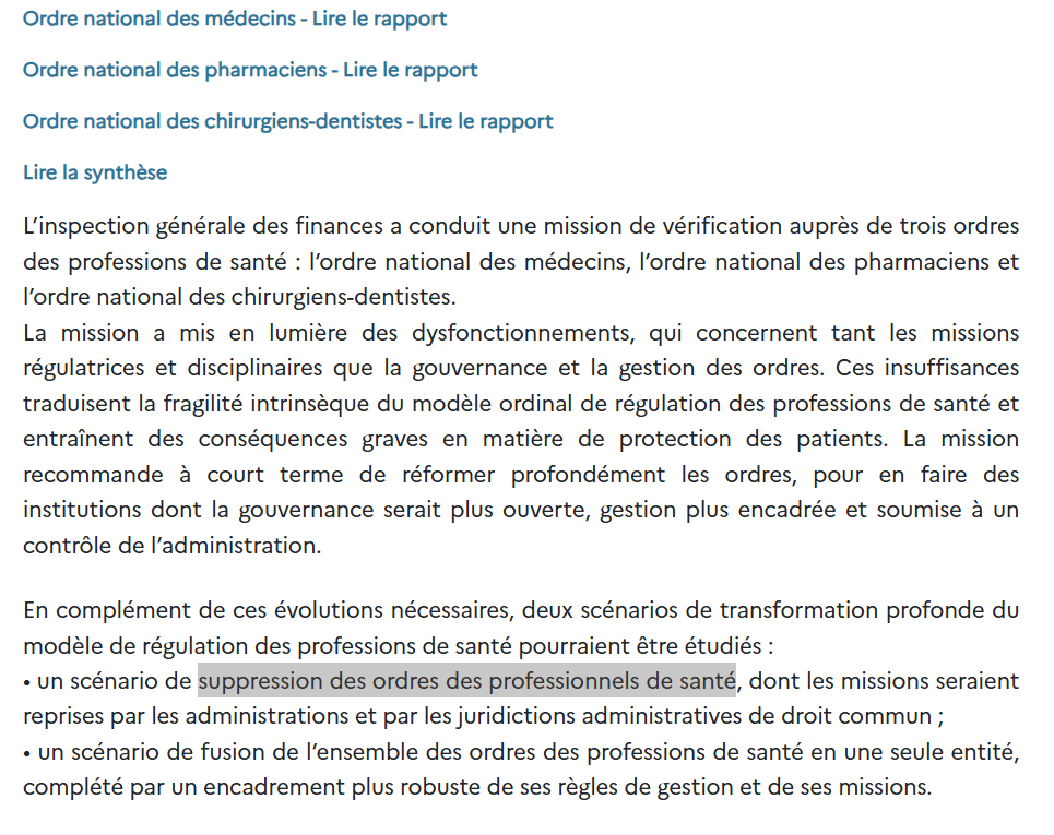 Sonic_urticant's tweet photo. 🔥📣[BREAKING NEWS]
L'inspection générale révèle des illégalités lourdes et systémiques de l'@ordre_medecins et deux autres ordres, avec "conséquences graves pour la protection des patients" (dont violences sexuelles) et propose leur SUPPRESSION.
RT SVP🔽
https://t.co/umjD6Z4brr