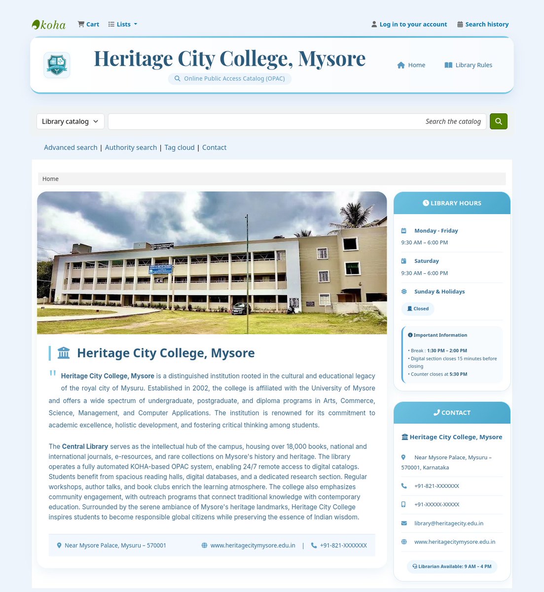 kohasupport's tweet photo. 🚀 Moving library automation forward! Heritage City College, Mysore is now powered by Koha Library Management Software.

Proudly implemented &amp; supported by Focuz Infotech. 📚✨

📞 92495 00540
✉️ support@focuzinfotech.com

#KohaLMS #LibraryAutomation #kohalibrary #FocuzInfotech https://t.co/D1DiM7od1x