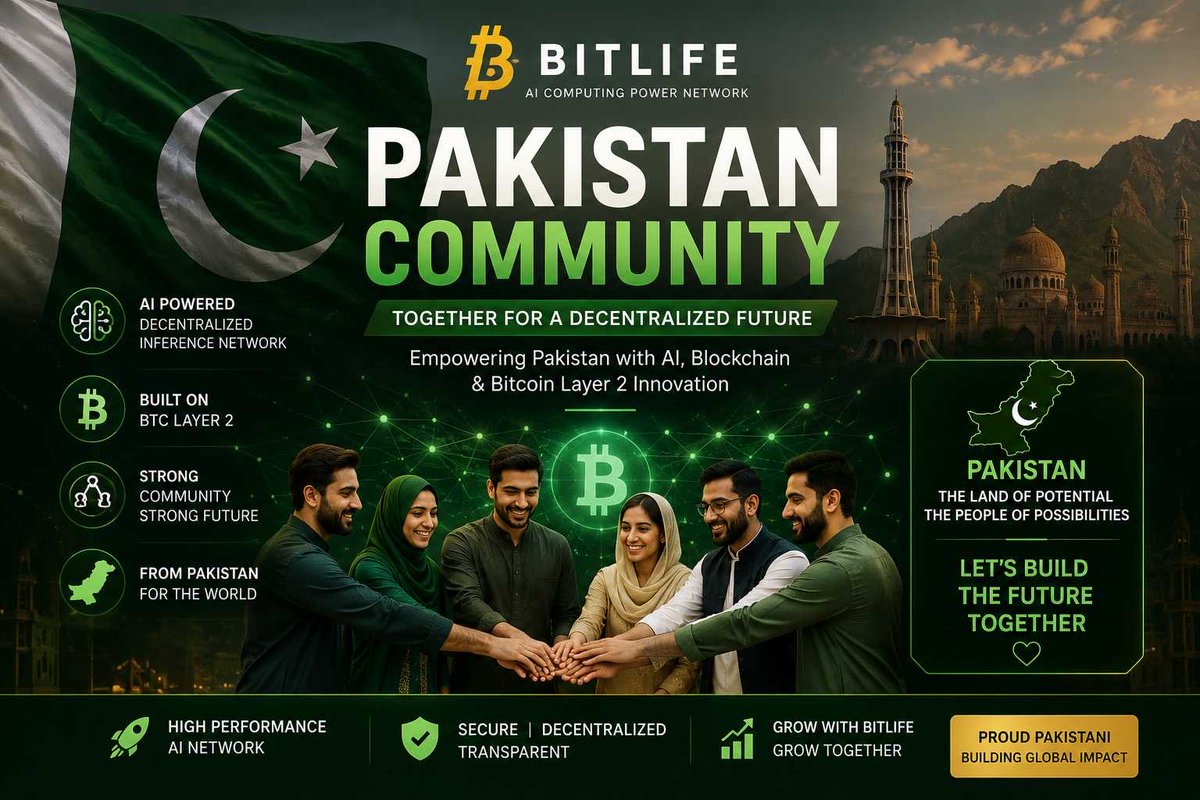 Bit_LIFEai's tweet photo. 🚀 BITLIFE Pakistan Community Launching Soon!

New market, new opportunities
Expanding the South Asia crypto map 🇵🇰

Stay tuned — the next chapter of BITLIFE global journey is coming 🌍

#BITLIFE #Pakistan #Web3 #CommunityLaunch https://t.co/aR4VxxuXfh