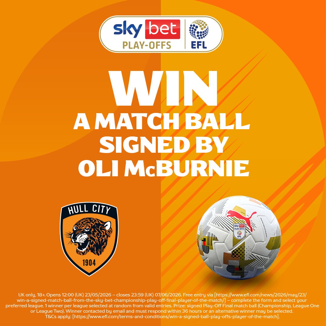 EFL's tweet photo. WIN a signed Play-Off Final match ball from one of Oli McBurnie, Sam Dalby or Jodi Jones ⚽️

Enter here ➡️ https://t.co/zmibaaedvJ.

⏰ Competition closes 7 June.

#EFL https://t.co/xKyVONYhRp