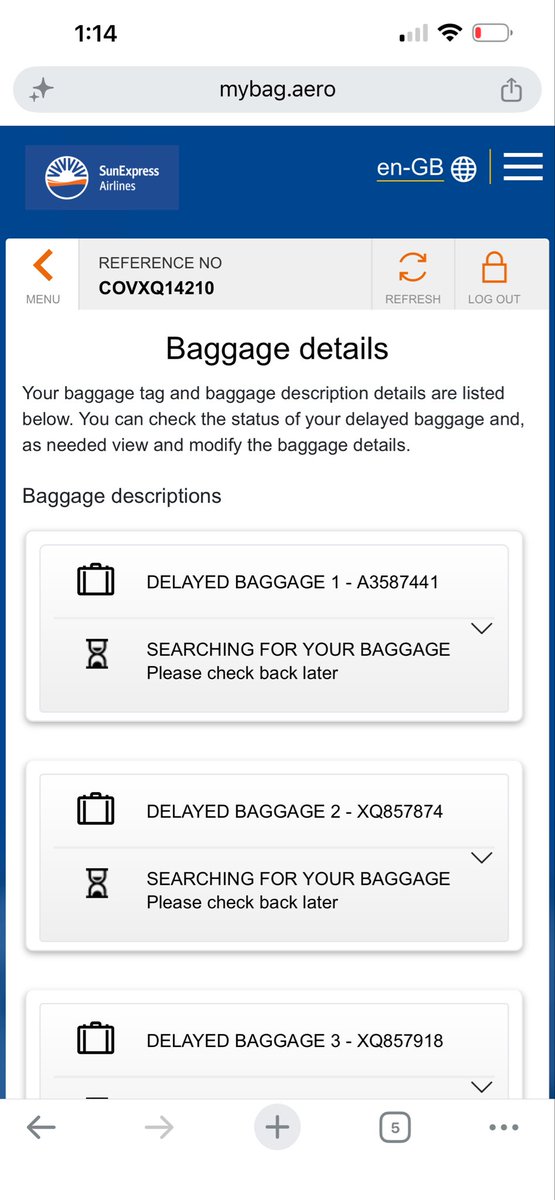 Cifci's tweet photo. Our 5 bags have been held at Frankfurt Airport for 3 days! No updates, no one answers the phone. Put our belongings on tonight's direct flight to Adana! Resolve this nightmare! @SunExpress @Airport_FRA
📄 PIR: COVXQ14210 https://t.co/FvCeWJHHDb
