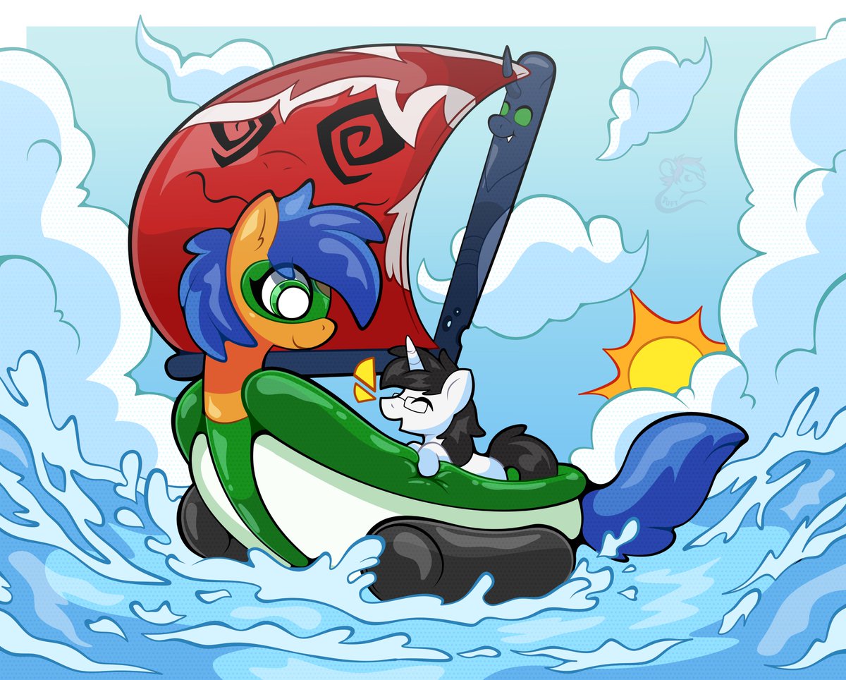 Tuft_Mouse's tweet photo. Avast! We scurvy ponies don our sea legs and set sail for lands unknown and treasures yet buried! With me rubbery crew by me side, elastic vessel below, we be in for an adventure, yarr~! 🏴‍☠️

An elastic stretchy inanimate tf commission for @AceJetstream~! https://t.co/7Yqwo3Mzne