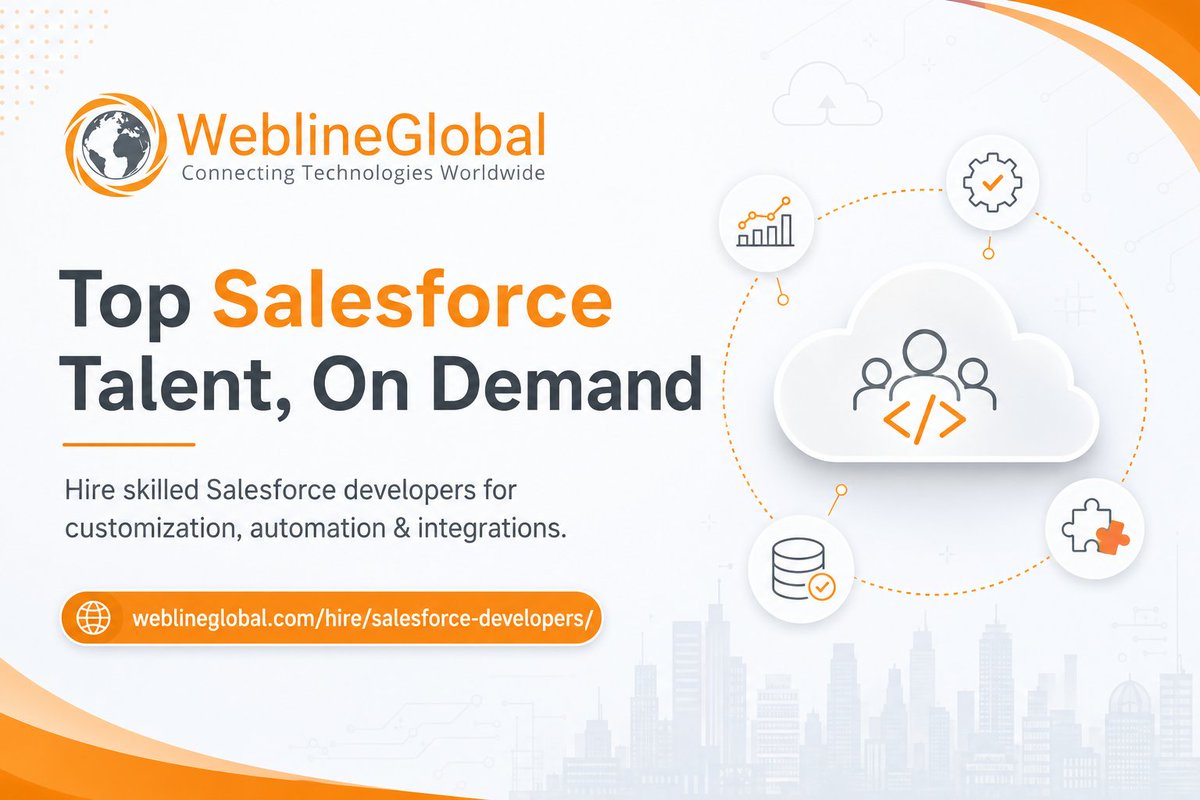 weblineglobal's tweet photo. Need Salesforce talent fast? Hire vetted Salesforce developers for CRM customization, Apex/LWC, automation &amp; integrations. Get a shortlist in 48 hrs: 
https://t.co/S6bxwpY6z3 

#Salesforce #CRM #Apex #HireDevelopers https://t.co/9FhzkZpM2S