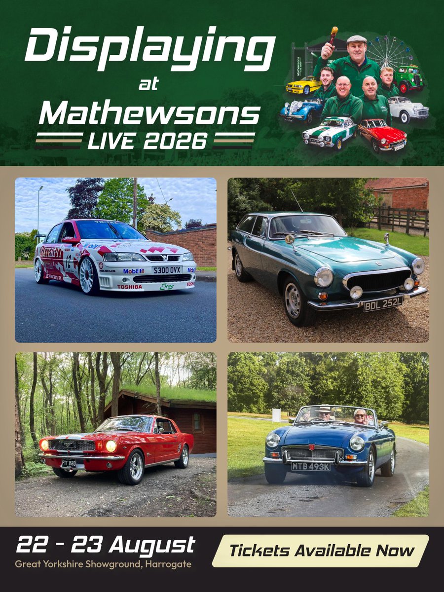 MathewsonsCC's tweet photo. The list of individual vehicle displays for Mathewsons Live keeps growing 🚗

We’ve had some fantastic entries confirmed already, and there are still more to come as we build towards an incredible weekend at the Great Yorkshire Showground 👀 https://t.co/uauc2Jm1HP