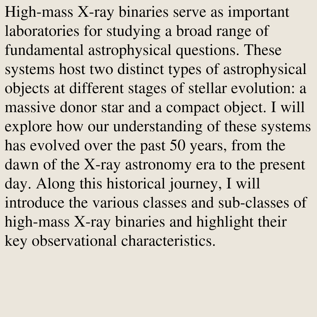 PRXI's tweet photo. Taxonomy of High Mass X-ray binaries from a historical perspective

Pablo Reig
https://t.co/k0yL1fqlTz [𝚊𝚜𝚝𝚛𝚘-𝚙𝚑.𝙷𝙴] https://t.co/kE5trlrpqX