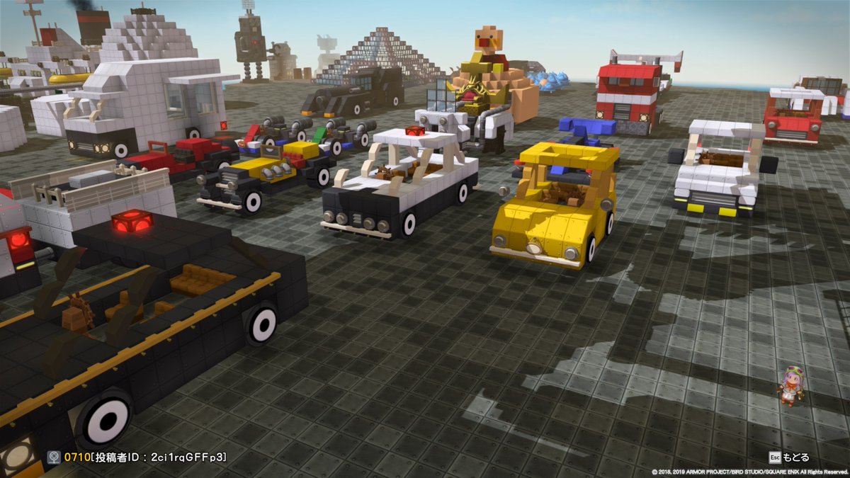 0710_dqb2's tweet photo. 車作りが一区切りってことで更新です
ID:2ci1rqGFFp3です
今回も60代くらいまでの男児が好きそうなネタで攻めてます
クルマにワープすると飛空艇からテイクオフできます

少年の心を持った老若男女の皆様、お暇ならどうぞ

＃DQB2 https://t.co/byvzUQeyBe