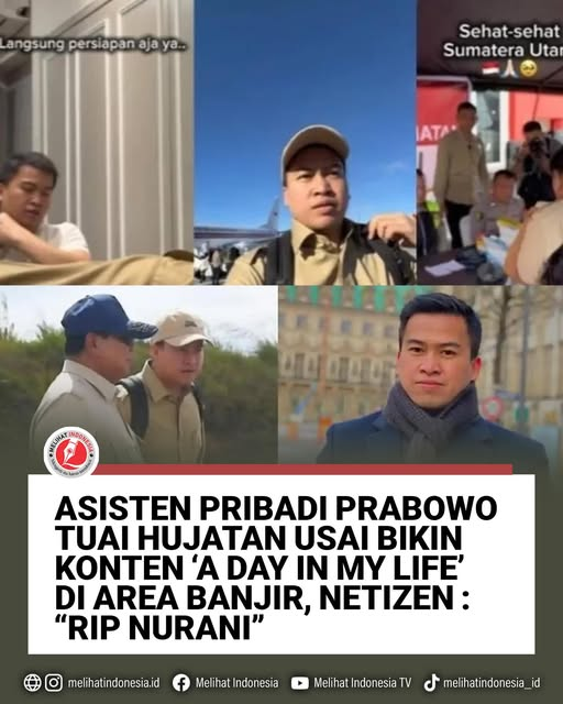 dimarsasongko98's tweet photo. Desember 2025. 

Ribuan warga Sumatera kehilangan rumah kena banjir bandang.

Dia ke lokasi , terus bikin vlog estetik. 

Bangun tidur di kamar mewah, naik jet kepresidenan, backsound slow aesthetic, caption: "Ayok ikut aku dan Bapak Prabowo sebentar."

Dikritik warganet soal empati?

Jawabnya: "Di pikiran kau aja itu."