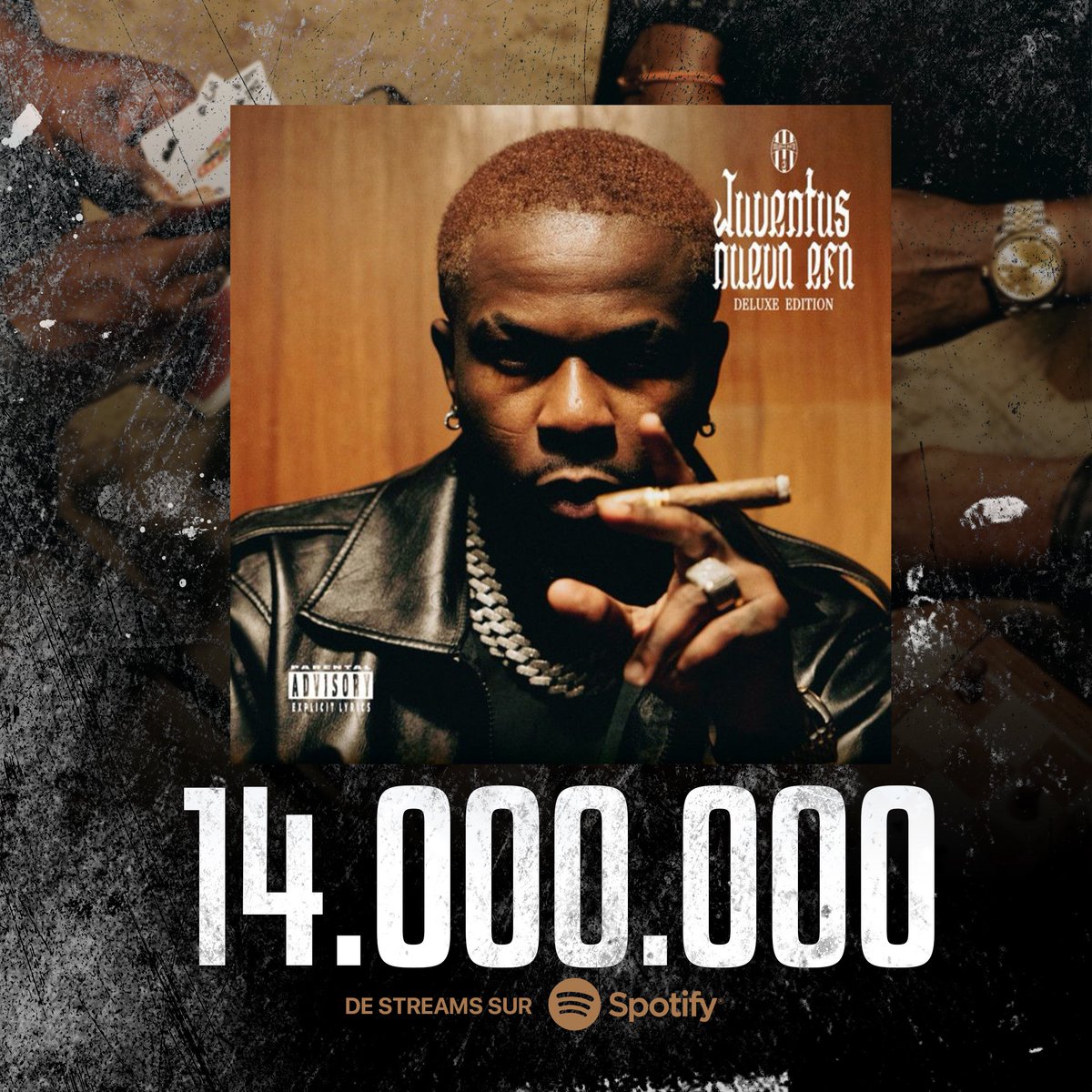 IMojaveli's tweet photo. 𝐇𝐄𝐘 𝐋𝐀 𝐂𝐎𝐍𝐒𝐏𝐈𝐑𝐀𝐓𝐈𝐎𝐍©️

La mixtape « Juventus : Nueva Era Deluxe Edition » de Didi B franchit désormais le cap des 14 millions de streams sur Spotify 🟢

Cinq morceaux de la mixtape ont atteint le seuil du million de streams. 

🎧 Streams : https://t.co/pBaWzecncu

📷 @Destvte111