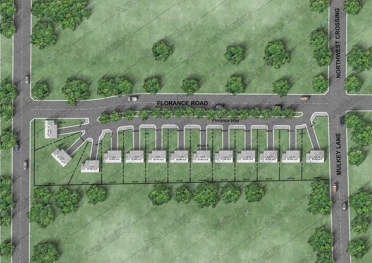 Archirul's tweet photo. 13-Lot Residential Subdivision Plan with Lot Dimensions &amp; 2D Color Rendering — Florance Road.

Design site plan, subdivision layout with photoshop rendering:
https://t.co/RqswtM5lb5

#RealEstate #Architecture #Architect https://t.co/pLCOvq0CVb