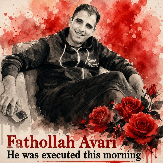 EpicFuryIran's tweet photo. January 8–9, 2026 never ended.💔
#FathollahAvari’s execution prove it.
The method of killing has changed—from bullets in the streets to the noose in silence. Stand with the Iranian people.
Don’t look away
#FinishTheJob
#NoToExecutionInIran
@POTUS
@SecRubio
@WhiteHouse
@StateDept https://t.co/5uKqkuQRoe
