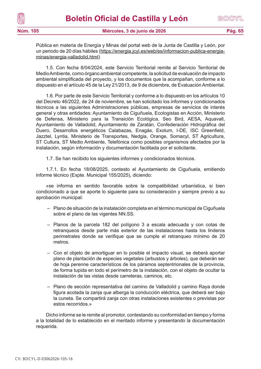 BOCYL_'s tweet photo. 🏛 CONSEJERÍA DE ECONOMÍA Y HACIENDA

📰 RESOLUCIÓN de 6 de abril de 2026, del Servicio Territorial de Industria, Comercio y Economía de Valladolid, de autorización administrativa previa de una instalación de producción de energía eléctrica, por tec...

📎 https://t.co/DDKHt4T1X5 https://t.co/z06feJ9REh