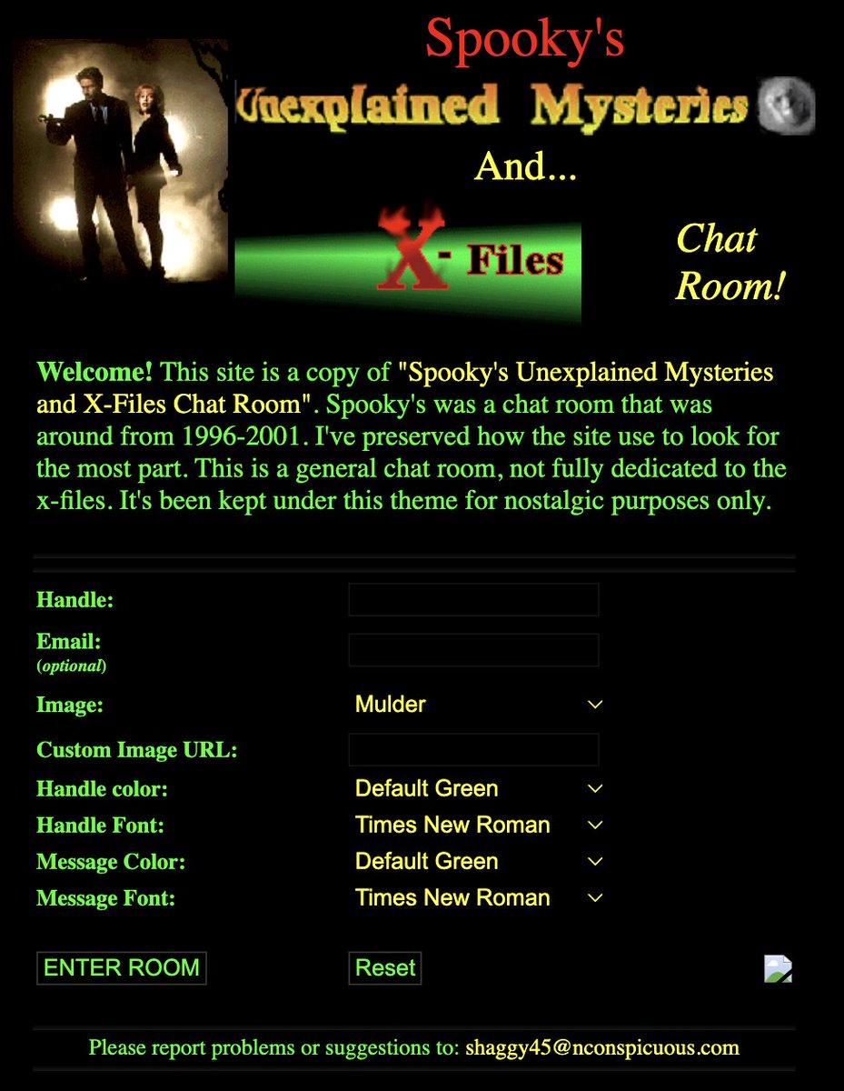 DesignerDan_'s tweet photo. @hthieblot The Spooky Mulder's Unexplained Mysteries and X-Files chatroom. It was the first time I experienced talking to people all over the world instantaneously. All from the comfort of the Year 3 Graphic Design Mac studios at University. https://t.co/0vXGPlmurI