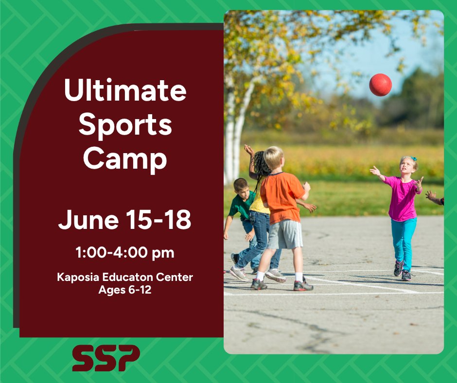 SSPPS6's tweet photo. Looking to keep your child active this June? Sign them up for the Ultimate Games Camp through SSP Community Ed! Campers will enjoy favorites like Capture the Flag, Kickball, Dodgeball, and more while building teamwork, respect, and pride. Register here: https://t.co/hTxjNXLHAS https://t.co/KUaSgfh3bw