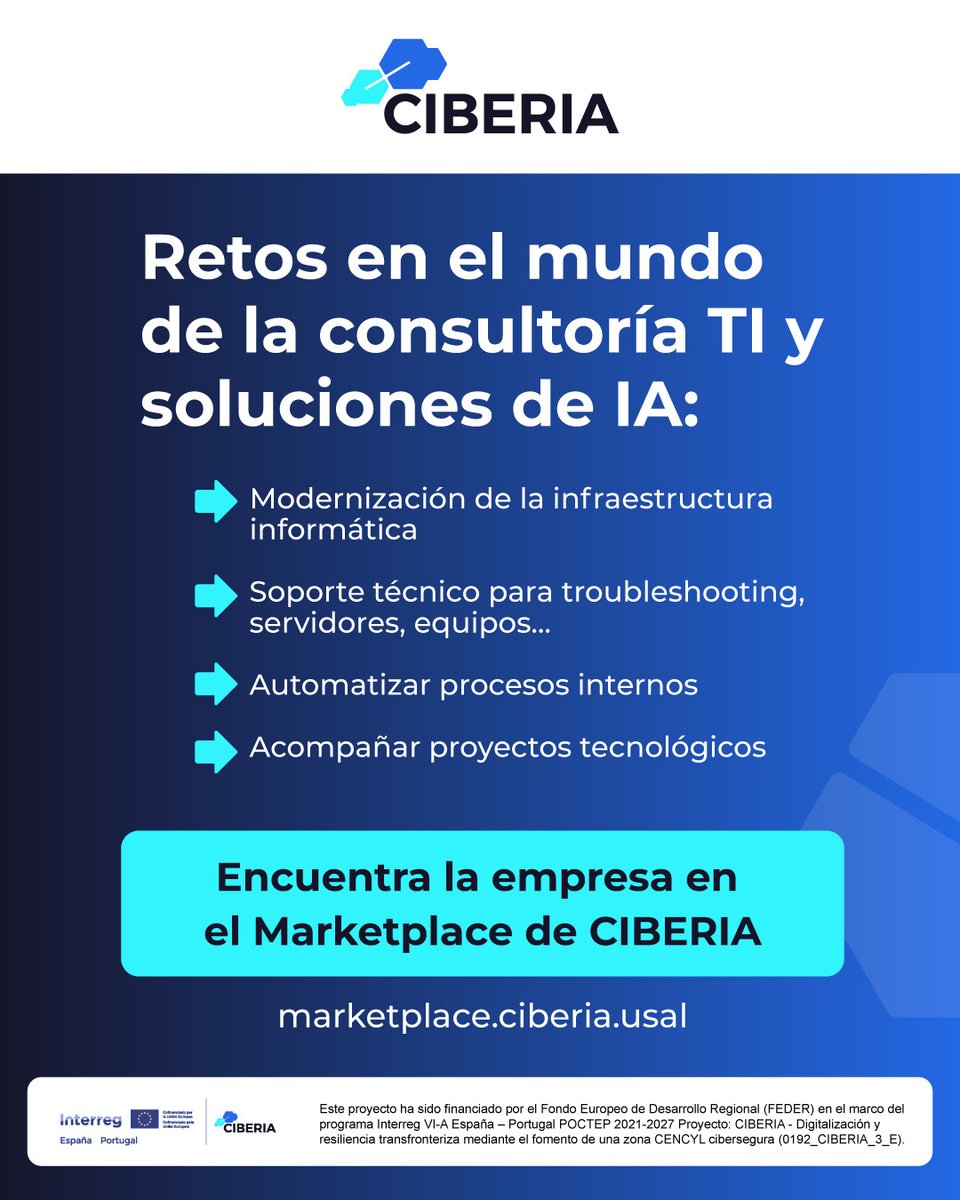 ProyectoCiberia's tweet photo. #FrenetikEquation se incorpora al #Marketplace y pone fin a estos retos

Para ello ofrece consultoría informática y soliciones de IA en el Marketplace de #CIBERIA

➡️Descúbrelo aquí: https://t.co/T18jzfz5RR

🔗https://t.co/QX08ta0bbe

#Consultoriainformatica #IA https://t.co/abbKty9ezg