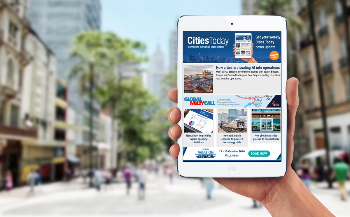 Cities_Today's tweet photo. Cities Today News is our weekly email update, packed with #mobility, #innovation and #localgov stories.

If you missed last week's edition, you can still read it here: https://t.co/5qeZofz6dh 

Subscribe now to automatically receive our #newsletter! 👉 https://t.co/lHUFSxI2kJ https://t.co/azkA6UjV6Y