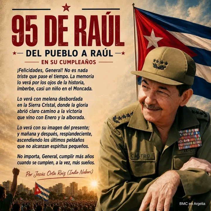 Valeriano_e25's tweet photo. Muchas Felicidades por su 95 cumpleaños General. Gracias por sus enseñanzas, su resistencia y su ejemplo.
#RaulEsRaúl 
#95DeRaúl 
@SuselyMorfaG 
@MilaxyA 
@PartidoPCC 
@portal_villa https://t.co/CKzY4e0DWR