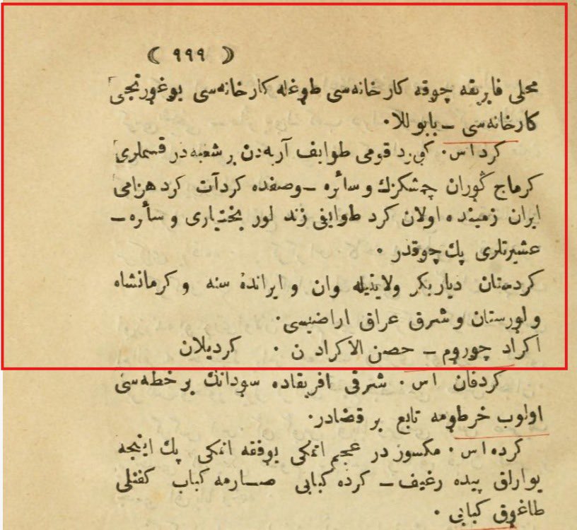 Yusufsaladin22's tweet photo. Kürd:
Kürd kavmi, tavaif-i ariyye'den bir şubedir. Kısımları Kirmac, Guran, Çemişgezek ve saire. İran zemininde olan Kürd tavaifi Zend, Lur, Bahtiyari ve saire aşiretleri pek çoktur.  

Kürdistan: 
Diyarbekir Vilayetiyle Van ve İran'da Sine ve Kirmanşah ve Luristan ve şark-i Irak arazisi.  

Ekrad: (isim) 
Kürd taifeleri; Kurmanc, Goran, Çemişgezek, Zaza ve Yezidi aksamı ve bunların aşiretleri. 

 •Lehce-i 'Osmani , Ahmed Vakif Paşa 1876