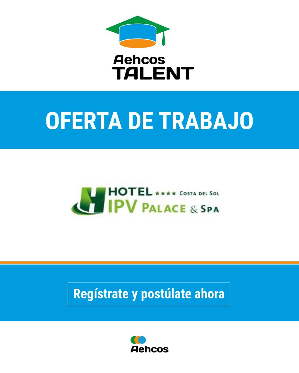Aehcos's tweet photo. 📣 ¡Ofertas de empleo en Fuengirola! 

El Hotel IPV Palace &amp; Spa busca nuevos talentos para unirse a su equipo 🏨✨

Descubre los puestos disponibles y postúlate en Aehcos Talent 👉 https://t.co/gr6ZsZk99Q

#Aehcos #AehcosTalent #Fuengirola #OfertaEmpleo https://t.co/dBvr2cYDmO