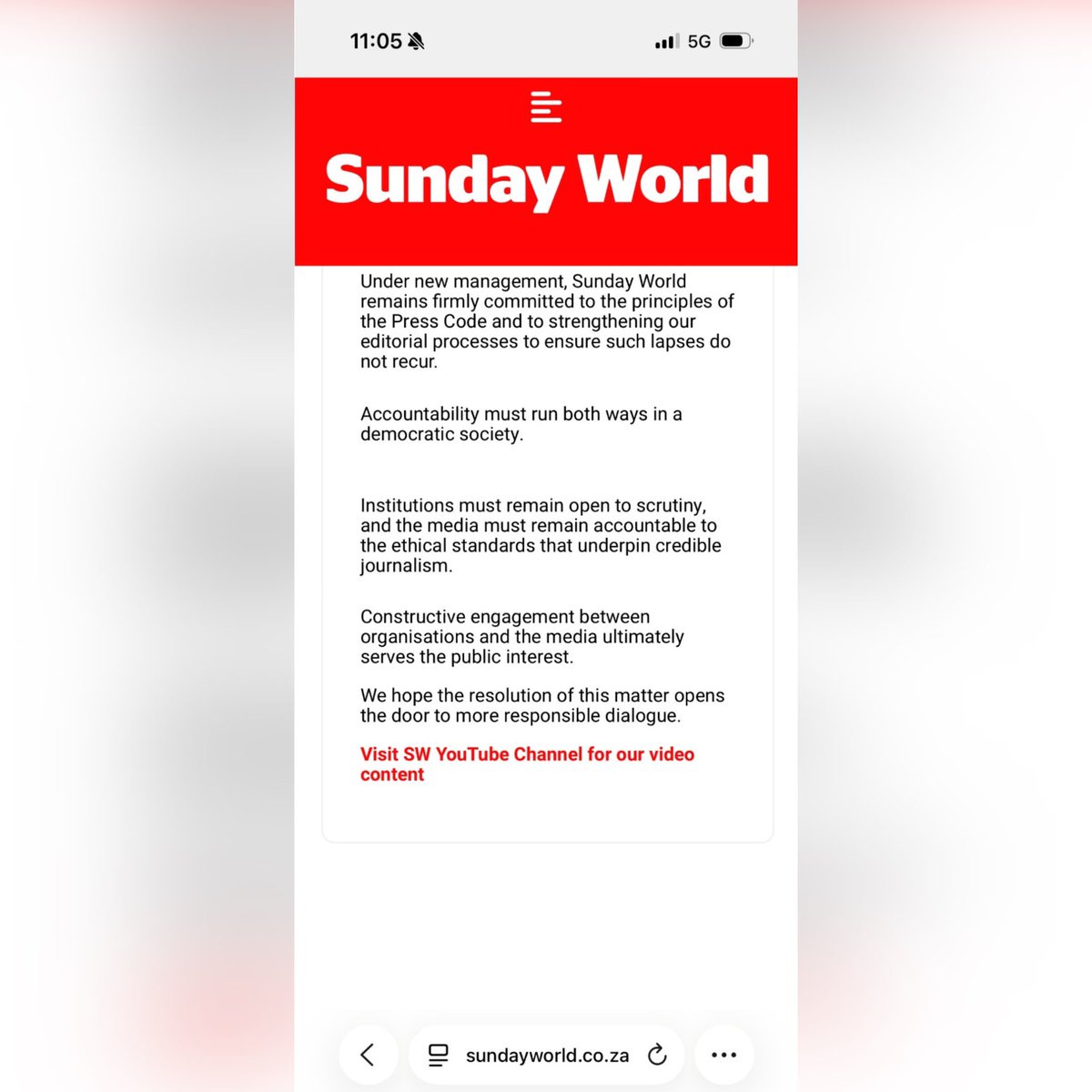 SAMROMusic's tweet photo. ACKNOWLEDGEMENT OF INACCURATE REPORTING

We appreciate Sunday World for taking accountability for its reporting over the past year and for publishing an Editor’s Note acknowledging the importance of correcting the public record.

This reflects an important commitment to accuracy, fairness, and responsible journalism.

SAMRO remains committed to transparency, good governance, and constructive engagement with all stakeholders. We believe that public discourse is best served when reporting is factual, balanced, and subject to correction where necessary. 

We thank our members, partners, and the broader public for their continued trust and support.