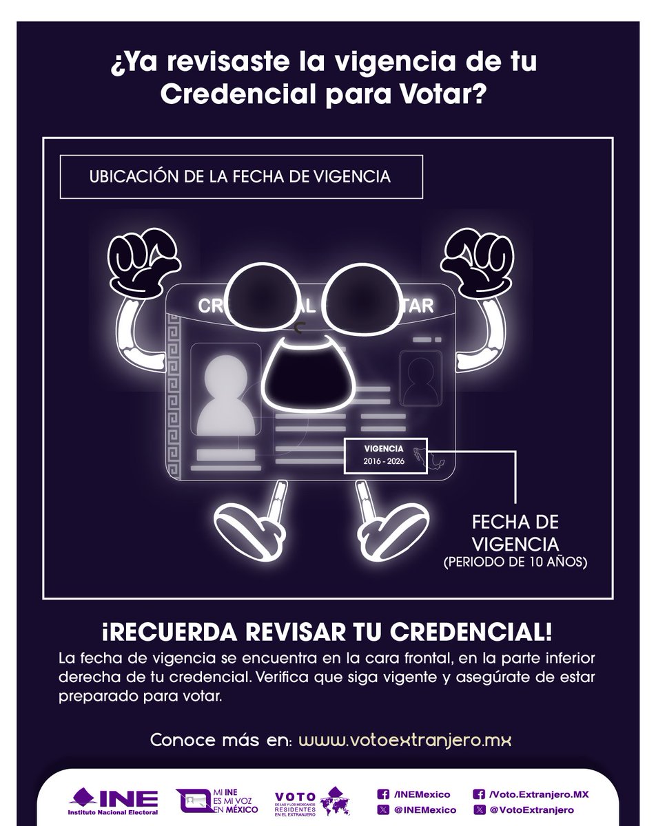 EmbMexIno's tweet photo. Si tramitaste tu Credencial para Votar desde el Extranjero en 2016, ¡Es tiempo de renovarla, es muy fácil! 🗳
#VotoExtranjero #INEMéxico https://t.co/BVVZmz7dsk