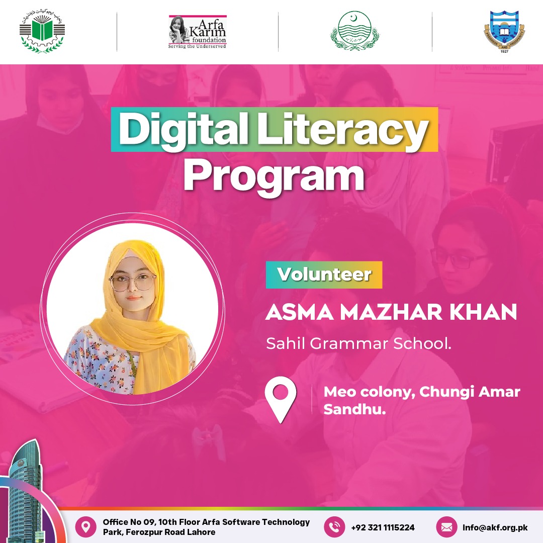 Arfakarim_fdn's tweet photo. Empowering Futures Through Digital Skills! 🌐💡
Meet Asma Mazhar Khan – our passionate volunteer bringing the Digital Literacy Program to the students of Sahil Grammar School.
#DigitalLiteracyProgram #AsmaMazharKhan #SahilGrammarSchool #TechForAll #ArfaTower #VolunteerImpact https://t.co/7ZZYjENHvT