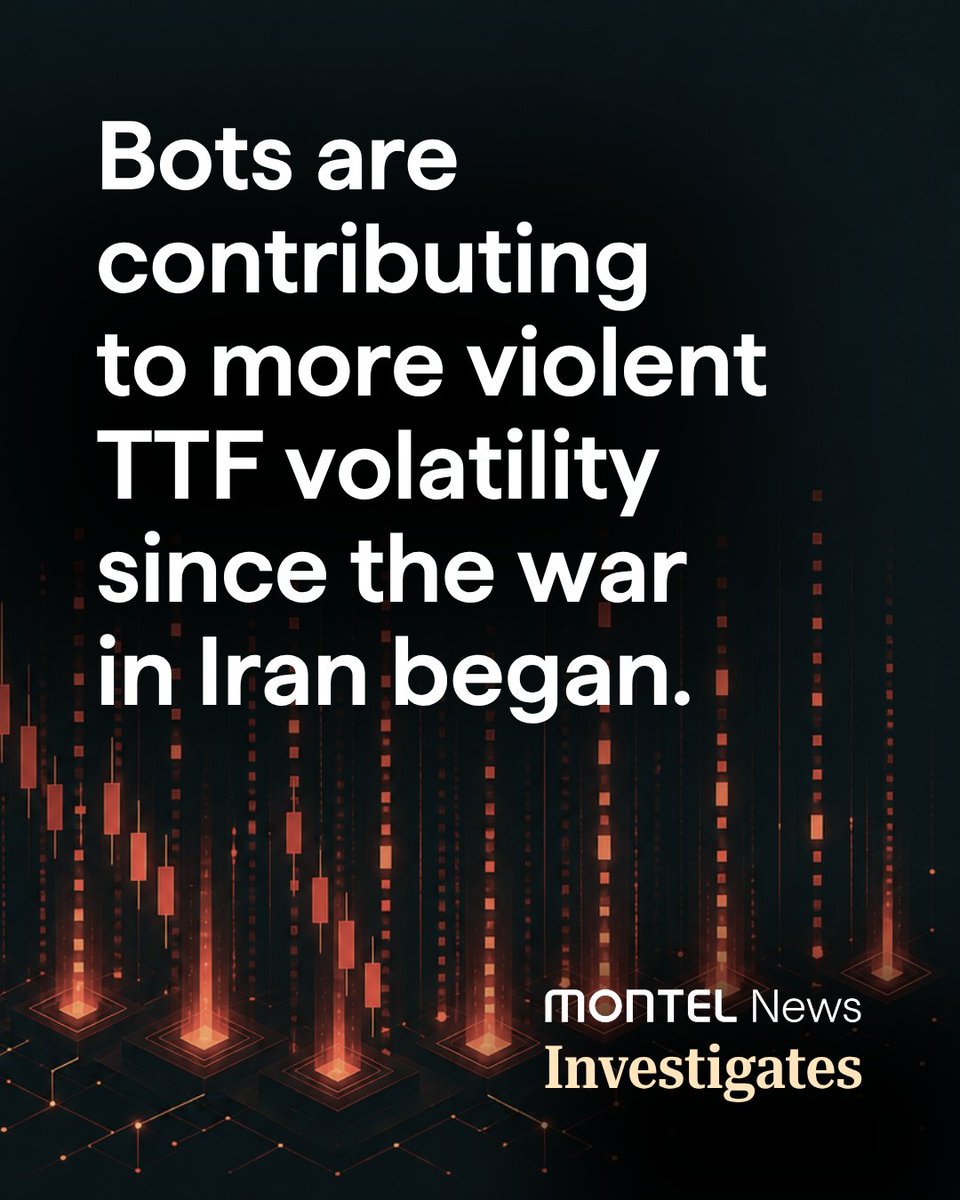 montelnews's tweet photo. Algo fests” blamed for “pumping” TTF volatility amid Iran war
 
🔎 Montel News investigates
 
Are regulators keeping pace with the rise of algorithmic trading in Europe's gas markets?
 
As the war in Iran has increased volatility across energy markets, traders and experts told Montel that headline-reading algorithms are playing a growing role in driving short-term price movements on the Dutch TTF gas hub: https://t.co/2bfzsmUntp