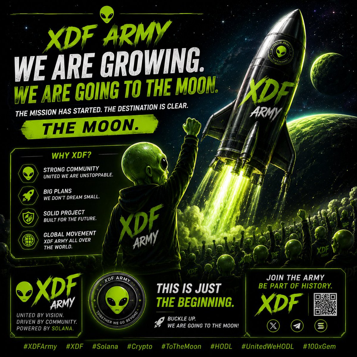 tokenxdf's tweet photo. 🚀 XDF ARMY IS GROWING 👽

A few weeks ago, we were just an idea.

Today:
✅ DexScreener Verified
✅ LP Locked
✅ Mint Disabled
✅ Growing Community
✅ Built on Solana
This is only the beginning.
If you're reading this early, you're still early. 👽
Follow @tokenxdf
Join: https://t.co/1Z7CVFOtPX
👇 Comment your country below and join the XDF Army!
#XDFArmy #XDF #Solana #Crypto #Memecoin #Altcoins #CryptoCommunity #SolanaSeason #ToTheMoon #100xGem