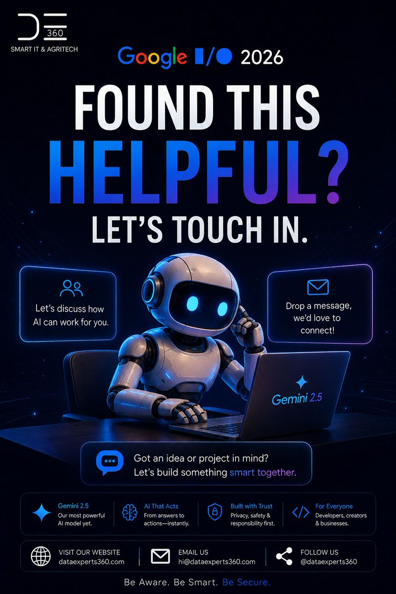 dataexperts360's tweet photo. 🚀  Google just raised the bar with Gemini 2.5.
✨ Smarter AI
⚡ Faster performance
🧠 Enhanced reasoning
🌍 More powerful integrations
What feature of Gemini 2.5 excites you the most?
#GoogleIO2026 #dataexperts360 #Gemini25 #GoogleGemini #GoogleAI https://t.co/J0IV2VoLll