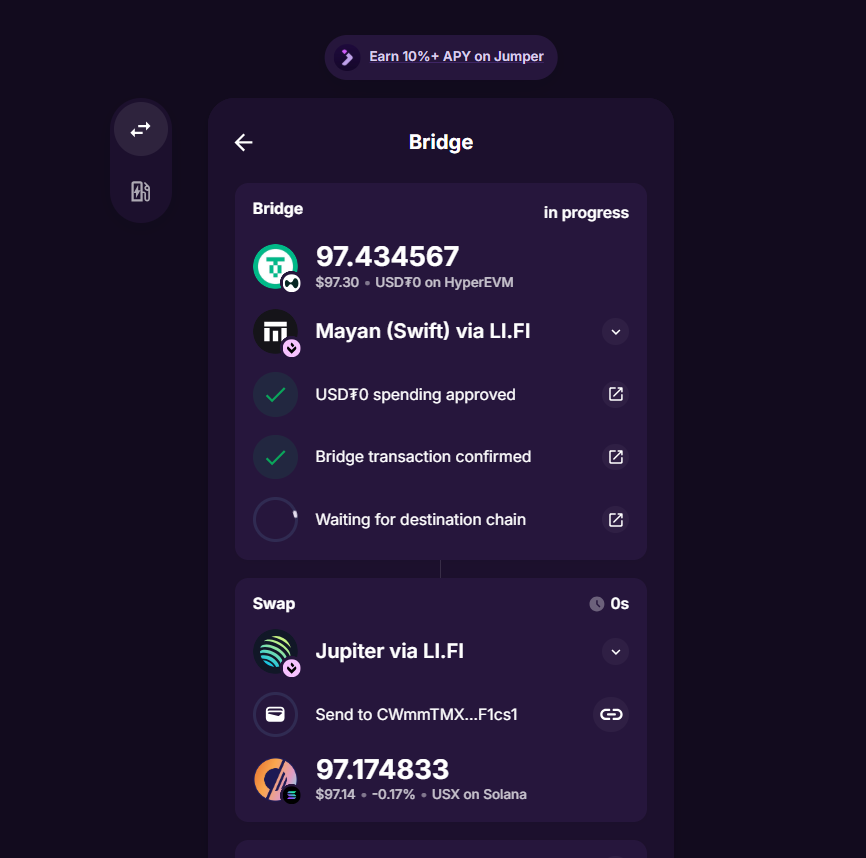 CircleVang's tweet photo. there is no confusion that @jumperapp is a best tek ever

jumping hyperevm to solana @solsticefi in just 10 sec

with just 20 cents fees, yes today will try Altura on  hyperliquid too https://t.co/00uJTHekkH