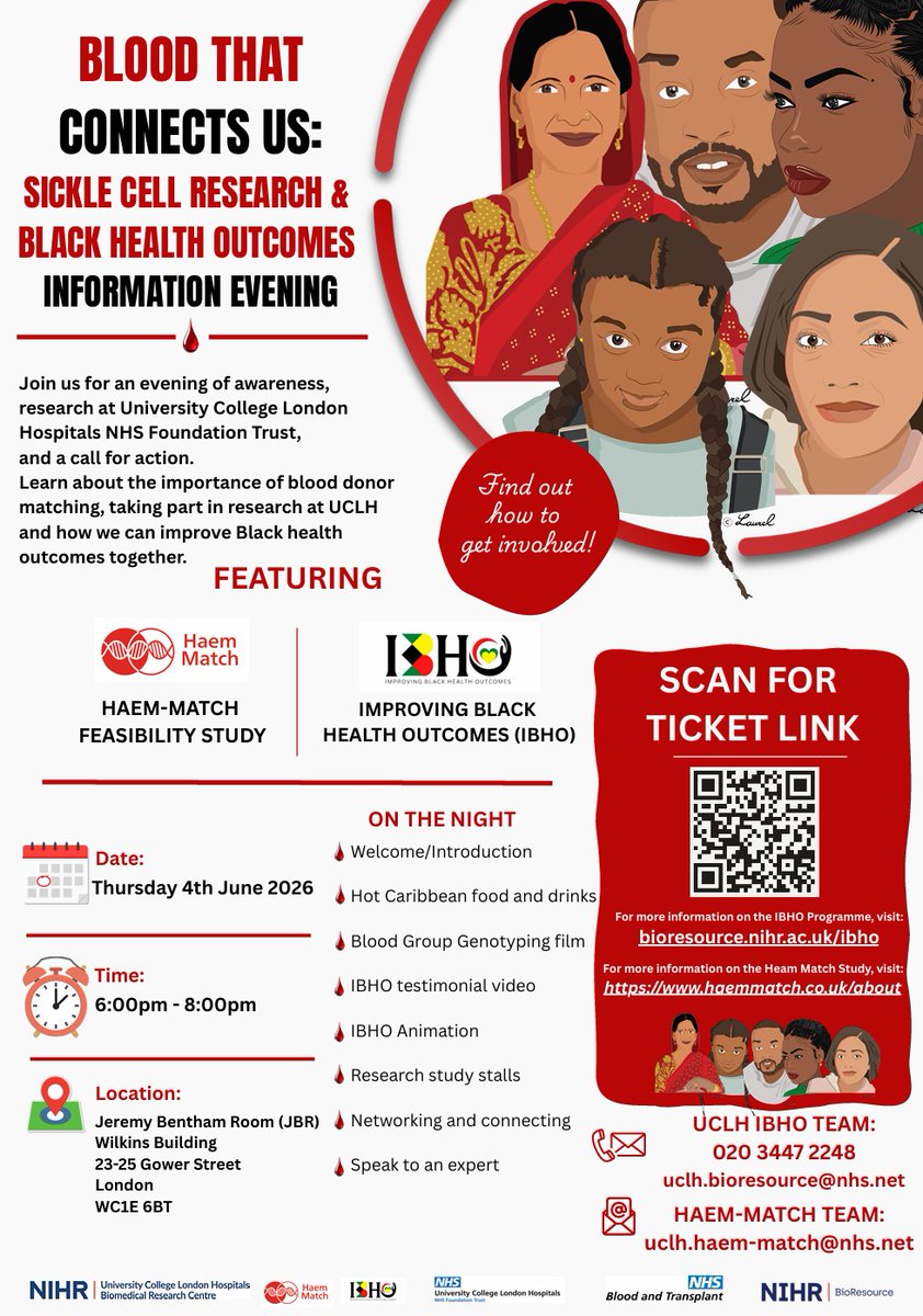 HCC_UCLH's tweet photo. There's a late change of venue for the 'Blood That Connects Us' event tomorrow evening! The new address is Jeremy Bentham Room, Wilkins Building (UCL), 23-25 Gower Street WC1E 6BT #loveHCC #RedCell #SickleCellAwareness #SickleCell #haematology @uclh https://t.co/1fZgbJMhsJ