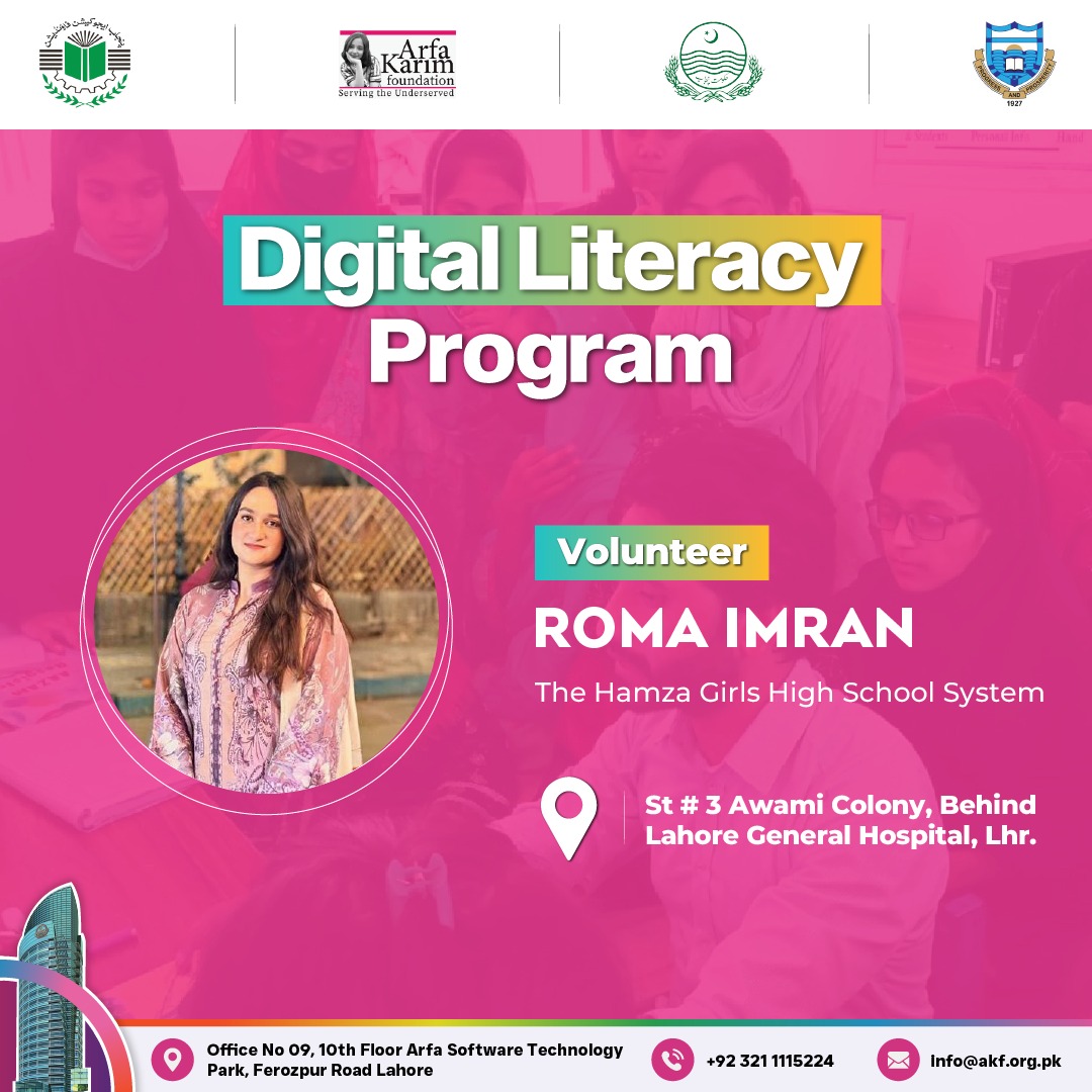Arfakarim_fdn's tweet photo. Bridging the Digital Divide, One Student at a Time! 🌟
Meet Roma Imran – a passionate volunteer taking the Digital Literacy Program to the girls of The Hamza Girls High School System.
#DigitalLiteracyProgram #RomaImran #HamzaGirlsHighSchool #GirlsInTech #BridgingTheDivide https://t.co/1FNgExwc2c