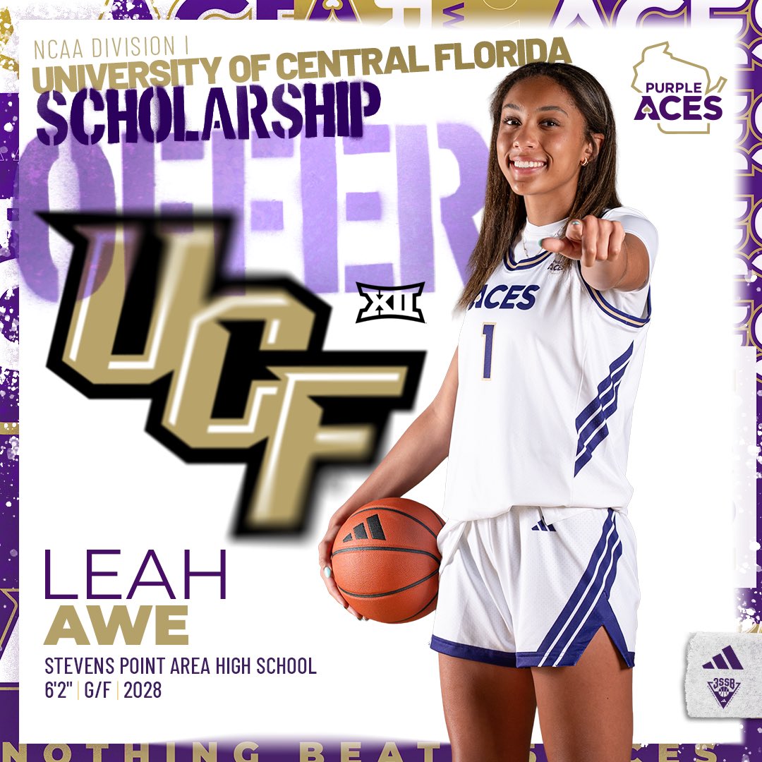 PurpleAcesWI's tweet photo. 🤩📈@Leah_Awe22
🏫 @SPASHGirlsBB
⛹🏽♀️6’2” F
Earned a scholarship offer from Head Coach Gabe Lazo and the @UCF_WBB of the @Big12Conference‼️
✖️@CoachGabeLazo @3SSBGCircuit
💟♠️ #PlayAces #AcesEarnIt #3SSBGCircuit https://t.co/f9BcqDvr26