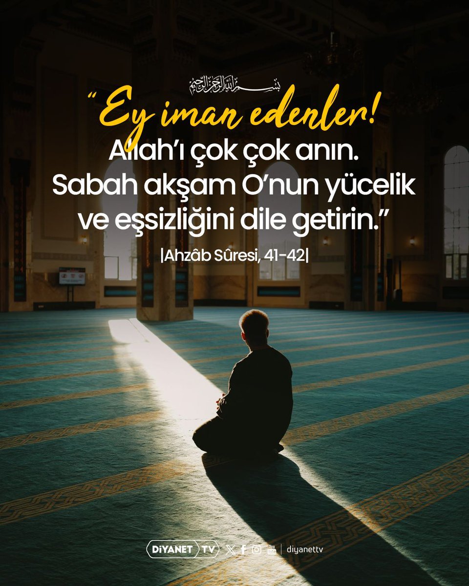 mehmedsema's tweet photo. #BugüneBirAyetBırak🥀

❝Ey iman edenler! Allah’ı çok çok anın. Sabah akşam O’nun yücelik ve eşsizliğini dile getirin.❞

(Ahzâb Sûresi, 41-42) https://t.co/M75jhcx2yl