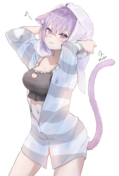 おかゆん 【だいたい毎日イラスト】13日目のおかゆんを描き直し 当時はワンドロだったってのもあるけど、全然違う Daily Illustration, Day 197 – Nekomata Okayu