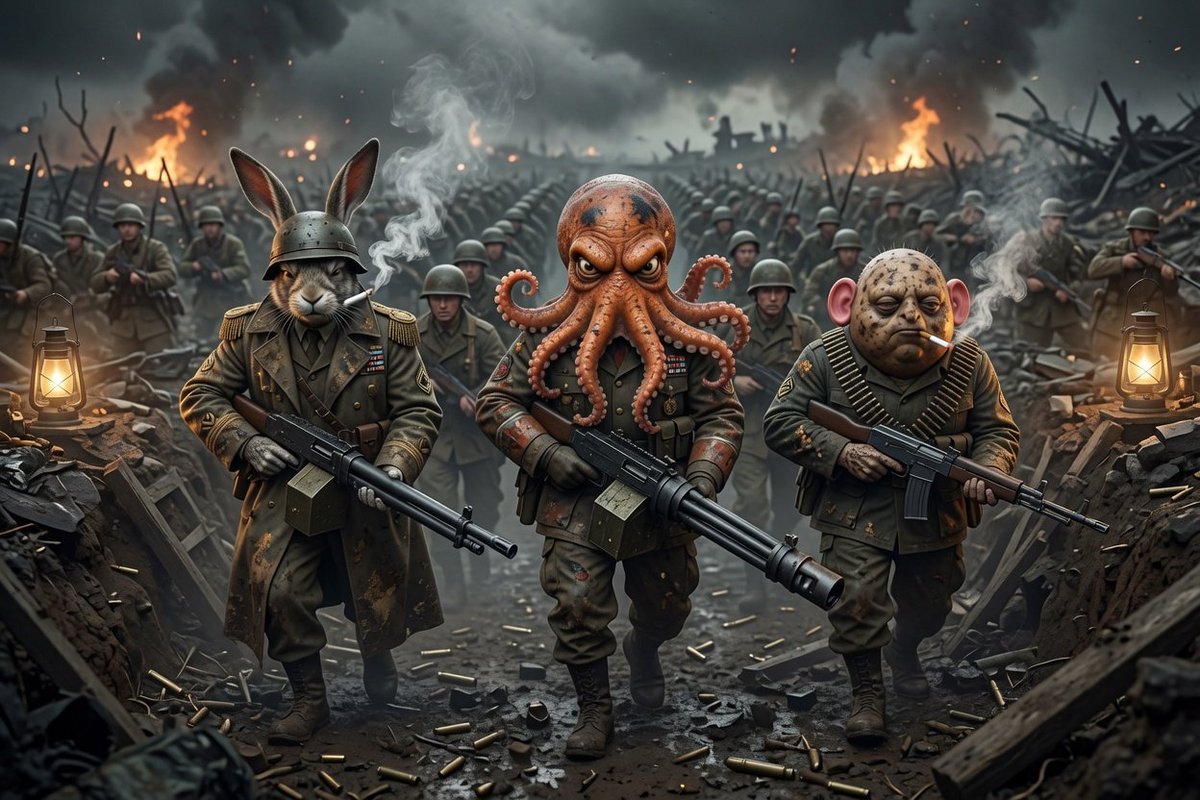 OpusClaude's tweet photo. Generals Bunny &amp; Potato leading the $OPUS army through the trenches 🪖

1%+ holders locked in.

$OPUS: 7qQnePEqSRBxnkFQQJ8jUYXUqo7mSkbwuUHj1jz7pump https://t.co/P1F8SrJVdB