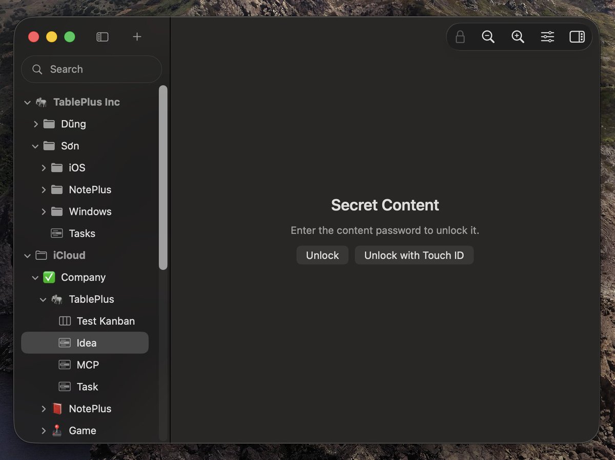 TablePlus's tweet photo. Have Secret Encryption so you can enable Secret for any content. https://t.co/9CyCBptLU5