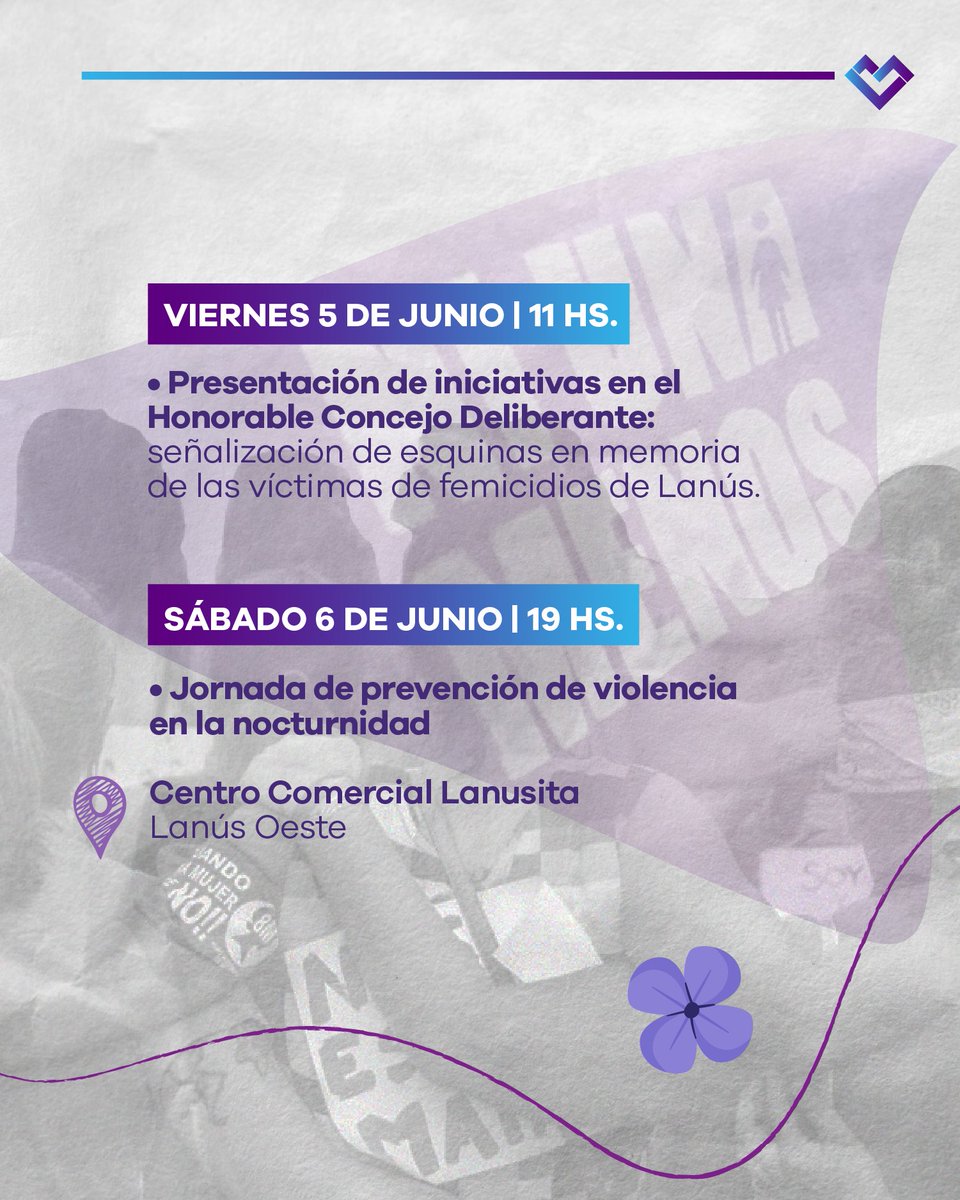 lanusmunicipio's tweet photo. 3J - NUESTRAS VIDAS IMPORTAN 
¡VIVAS y LIBRES NOS QUEREMOS!

A 11 años del primer #NiUnaMenos, desde @lanusmunicipio reafirmamos nuestro compromiso de seguir construyendo una ciudad libre de violencias contra las mujeres, donde los derechos sean respetados.

Durante el mes de junio estaremos llevando a cabo diversas actividades abiertas a la comunidad para pensarnos y reflexionar sobre la construcción de una sociedad más justa e igualitaria. 

¡Te esperamos!