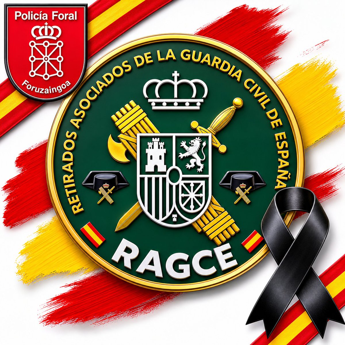 RAGCEasociados's tweet photo. Desde RAGCE 🇪🇦 expresamos nuestro más profundo pesar por el fallecimiento de cinco agentes de la @policiaforal_na en el trágico accidente ocurrido en la AP-8, en Elgoibar.
Nuestro recuerdo y apoyo a sus familias, compañeros y a toda la Policía Foral.
#DEP😞
#SiempreGuardiaCivil https://t.co/kRSIt1LSce
