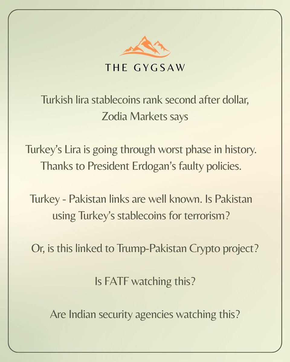 TheGygsawIN's tweet photo. #turkey #terrorism #stablecoins #pakistan #fatf #crypto #trump #trumppakcrypto #india #lira https://t.co/V4cBKthPyD