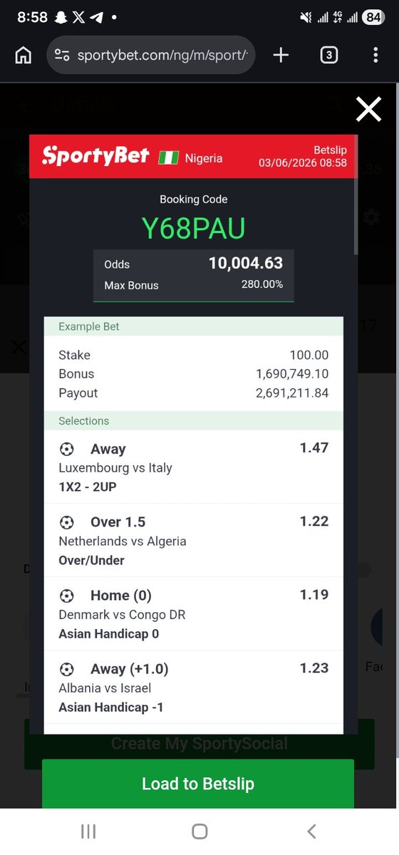 bmstips1's tweet photo. Give It A Shot 🔥

500₦ → 15 MILLION 

CODE: Y68PAU

World Cup 1K ODDS ON TELEGRAM 👇

LINK- https://t.co/rAXbI7kGrL https://t.co/pIKpPv6rv7