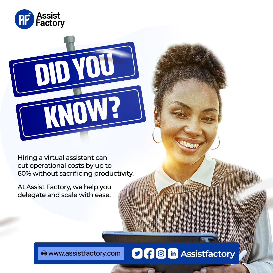 assistfactory_'s tweet photo. Hiring a virtual assistant can cut operational costs by up to 60% without sacrificing productivity.

The expensive choice is doing everything yourself.

Visit https://t.co/AUAe89Cda9 to get started. https://t.co/5Mr9F1kz89