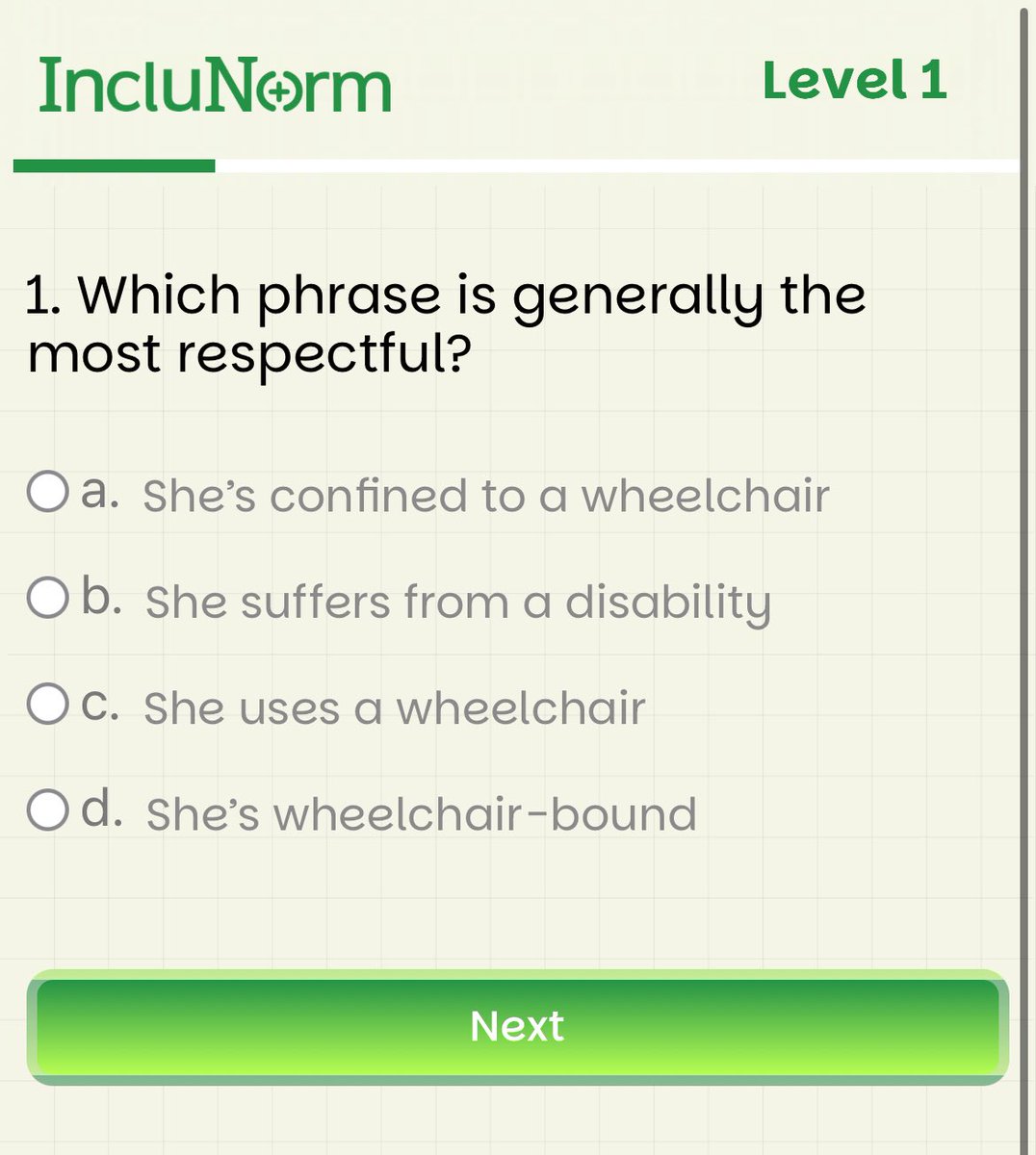 IncluNorm's tweet photo. We started with an easy one. Or so people think. 😭

The first question of the IncluNorm Quiz has already humbled a few people.

Ready to test your knowledge? Take the IncluNorm Inclusion quiz here: https://t.co/m0KnO6hAMZ https://t.co/BYJh6eT9K4