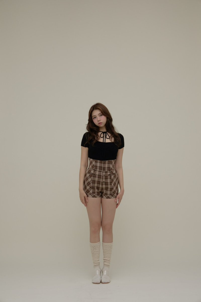 Highwaist check pants color brown/black size s/m ¥13,200-tax in